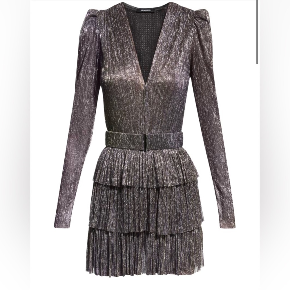 Sabina Musayev, carry metallic mini cocktail dress